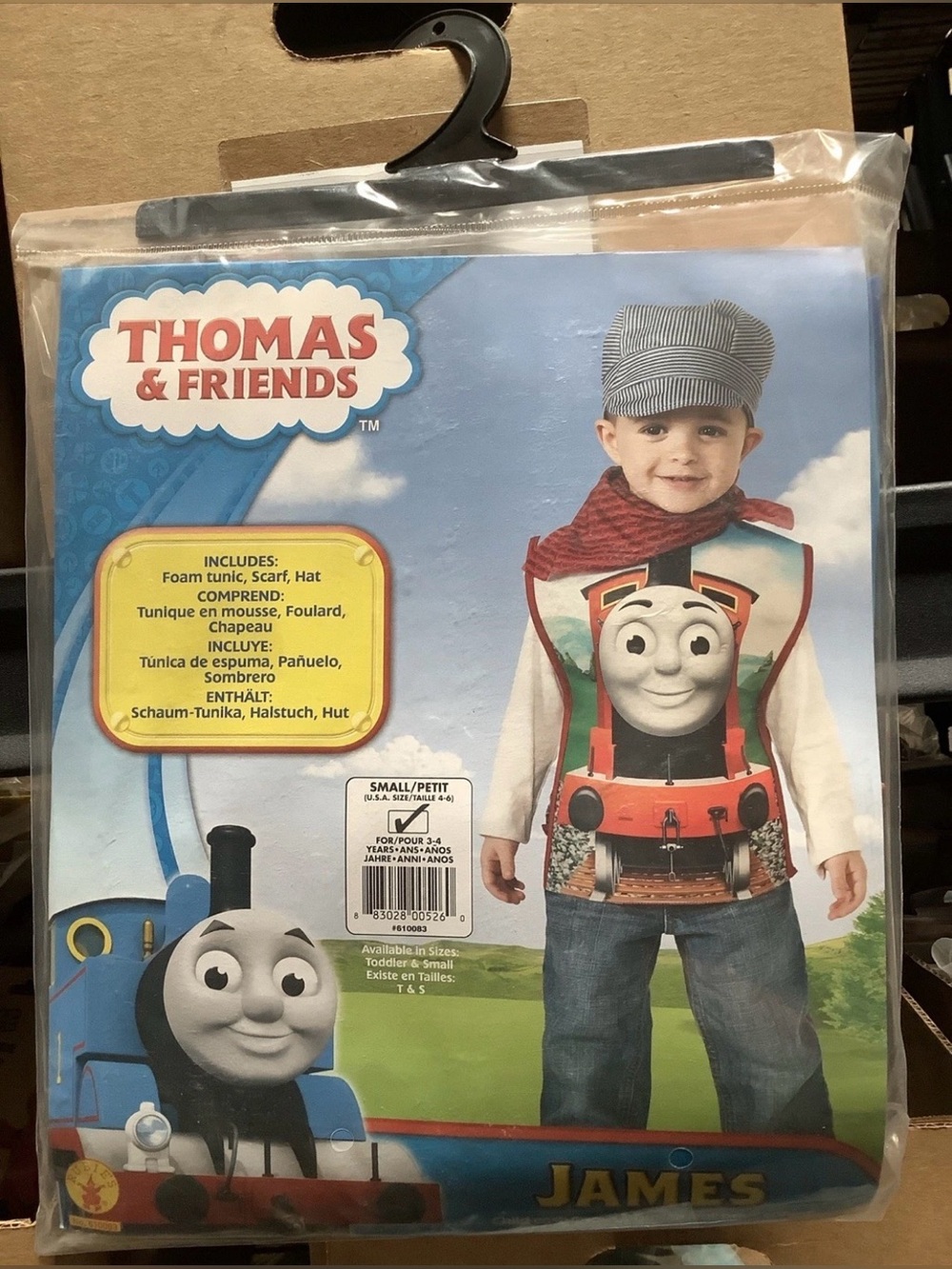 Thomas & Friends James Costume - Red, Green, White Train Tunic with Scarf & Hat